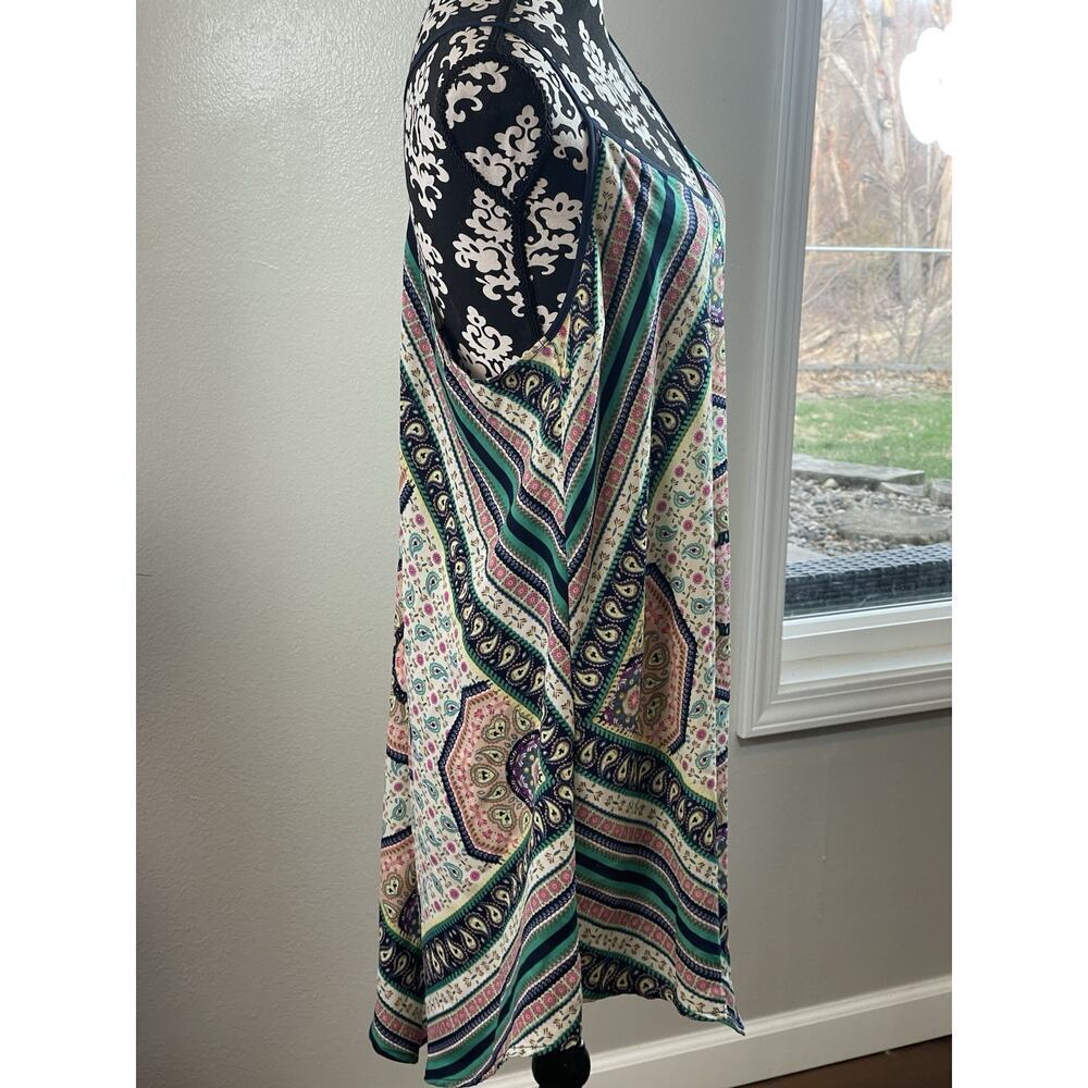 Boho B bop, green, navy pink floral tunic dress extra large - Picture 6 of 10
